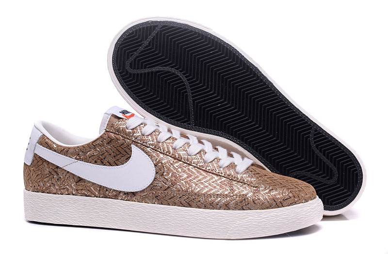 New Women Nike Blazer Low Shine Brown White